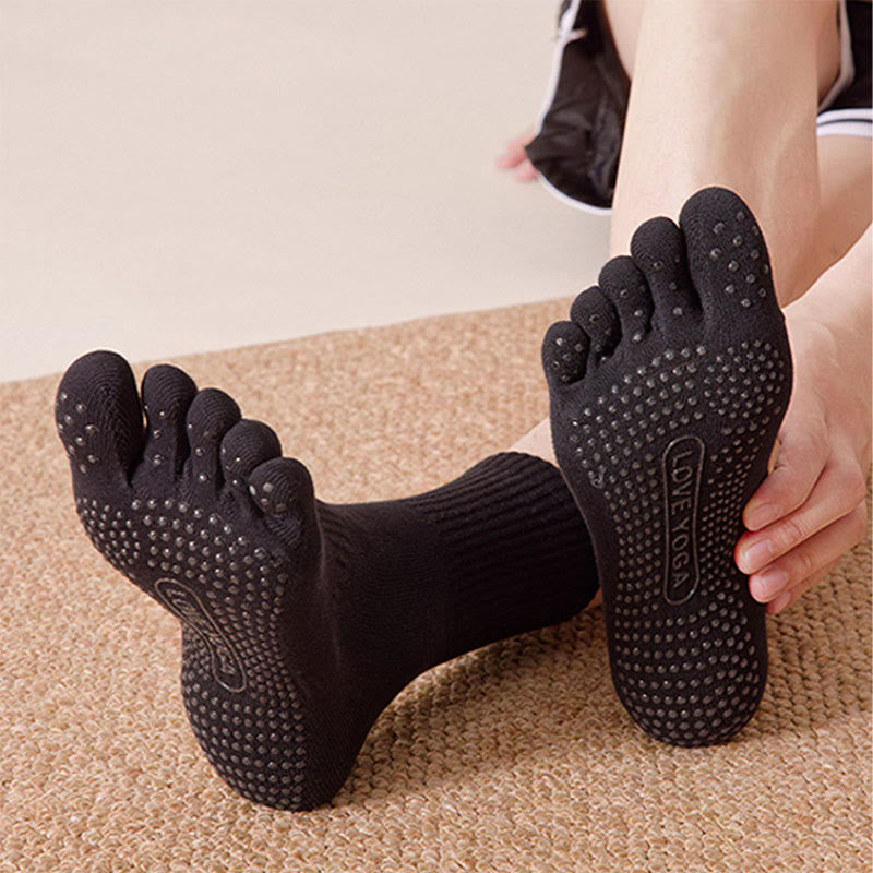 Calzini da yoga da uomo Olivenorma 100% cotone a cinque dita, antiodore, traspiranti e antiscivolo per allenamento. - image 4
