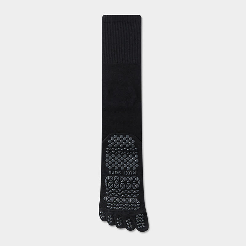 Calze sportive lunghe Olivenorma a cinque dita, traspiranti e antiscivolo, ideali per lo yoga e per gli uomini. - Nero - Calzini al polpaccio: 50 cm - 10 paia - image 3