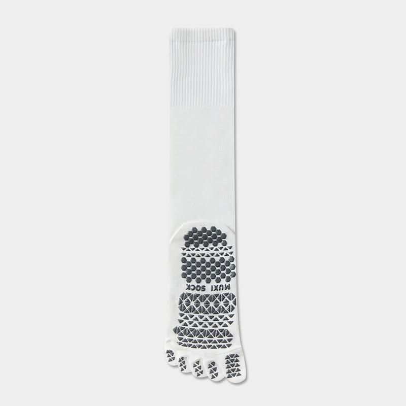 Calze sportive lunghe Olivenorma a cinque dita, traspiranti e antiscivolo, ideali per lo yoga e per gli uomini. - Bianco - Calzini al polpaccio: 50 cm - 10 paia - image 4