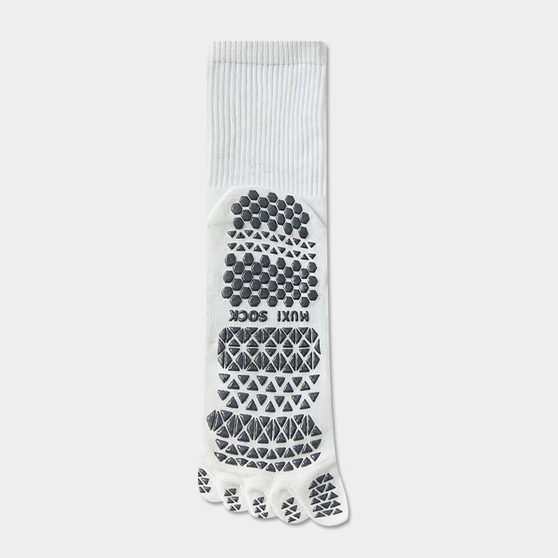 Calze sportive lunghe Olivenorma a cinque dita, traspiranti e antiscivolo, ideali per lo yoga e per gli uomini. - Bianco - Calze a metà polpaccio: 20 cm - 10 paia - image 8