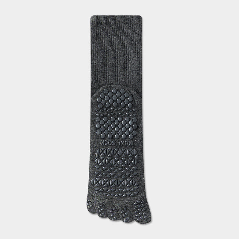 Calze sportive lunghe Olivenorma a cinque dita, traspiranti e antiscivolo, ideali per lo yoga e per gli uomini. - Grigio scuro - Calze a metà polpaccio: 20 cm - 10 paia - image 13