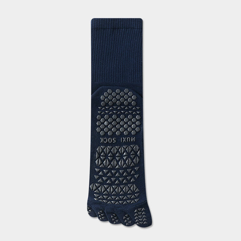 Calze sportive lunghe Olivenorma a cinque dita, traspiranti e antiscivolo, ideali per lo yoga e per gli uomini. - Blu navy - Calze a metà polpaccio: 20 cm - 10 paia - image 11