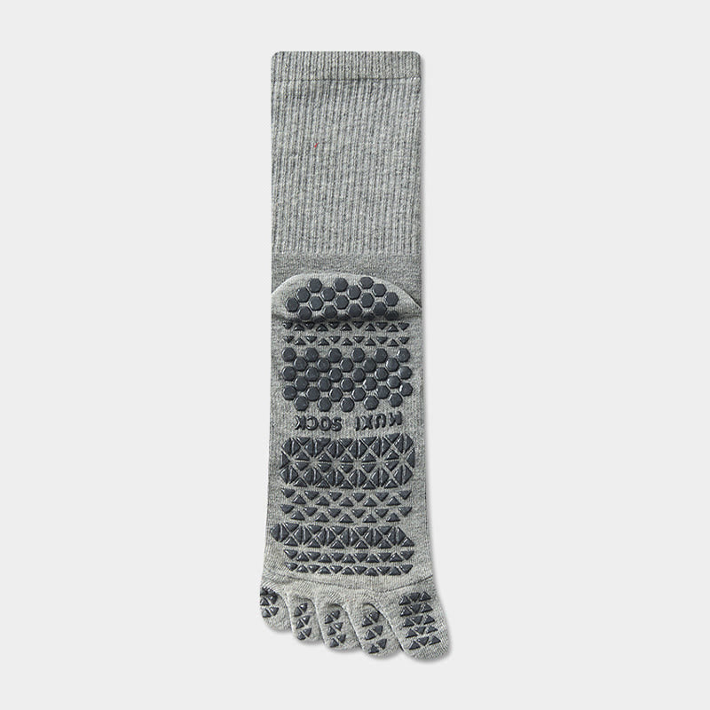 Calze sportive lunghe Olivenorma a cinque dita, traspiranti e antiscivolo, ideali per lo yoga e per gli uomini. - Grigio chiaro - Calze a metà polpaccio: 20 cm - 10 paia - image 12