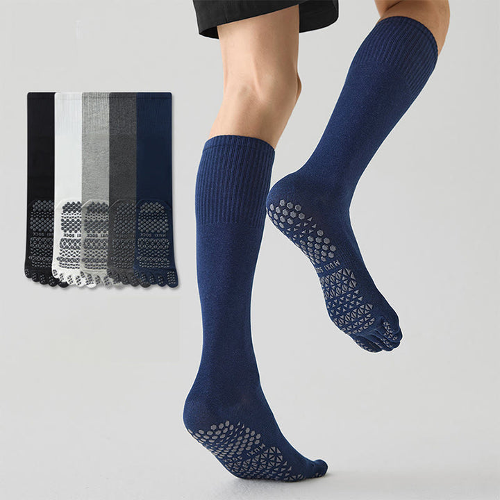 Calze sportive lunghe Olivenorma a cinque dita, traspiranti e antiscivolo, ideali per lo yoga e per gli uomini. - Blu navy - Calzini al polpaccio: 50 cm - 10 paia - image 0