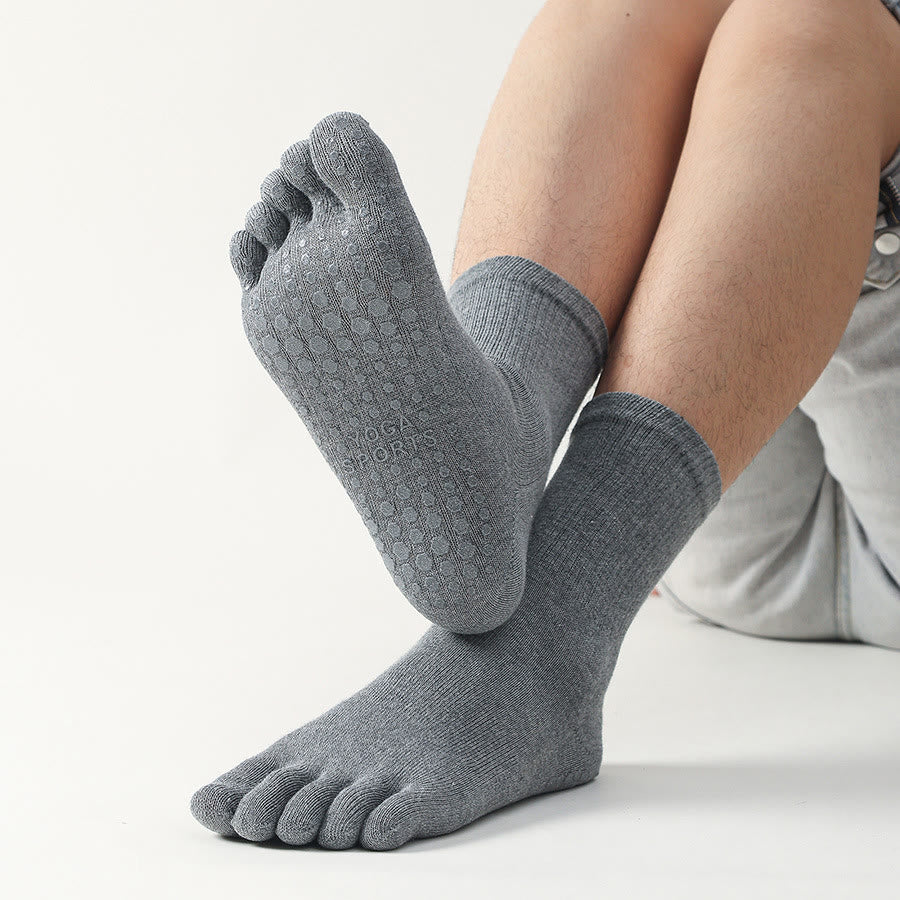 Calzini da yoga da uomo Olivenorma a cinque dita, comodi, antiscivolo e traspiranti, ideali per allenamento. - Grigio scuro - 10 paia - image 0