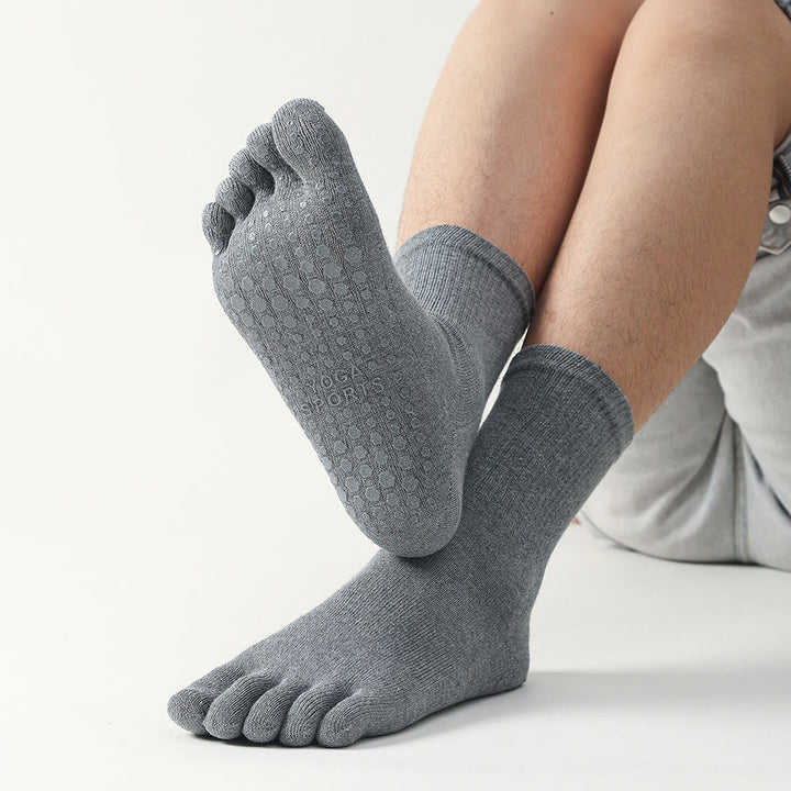 Calzini da yoga da uomo Olivenorma a cinque dita, comodi, antiscivolo e traspiranti, ideali per allenamento. - Grigio scuro - 10 paia - image 0