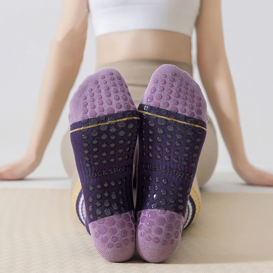 Calze da yoga da donna Olivenorma a copertura totale, a metà polpaccio, in cotone, antiscivolo, con blocchi di colore, comode - image 8