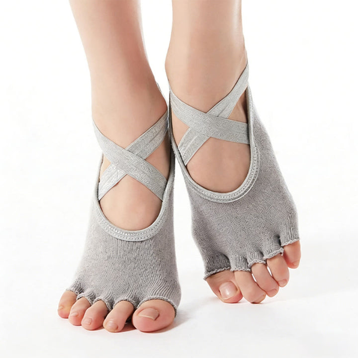 Calze da yoga da donna Olivenorma a taglio basso con cinque dita incrociate, traspiranti, antiscivolo e leggere. - Grigio chiaro - 10 paia - image 6