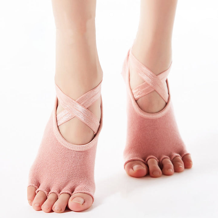 Calze da yoga da donna Olivenorma a taglio basso con cinque dita incrociate, traspiranti, antiscivolo e leggere. - Rosa - 10 paia - image 5
