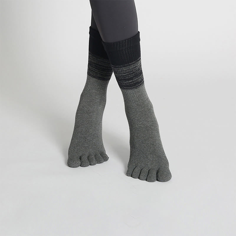 Calzini da yoga Olivenorma Gradient Five-Toe antiscivolo in cotone, traspiranti e ad asciugatura rapida, ideali per Pilates, Barre e fitness, da donna. - Grigio - 10 paia - image 9