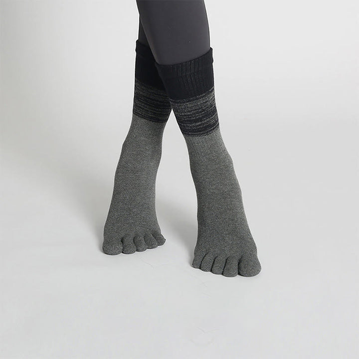 Calzini da yoga Olivenorma Gradient Five-Toe antiscivolo in cotone, traspiranti e ad asciugatura rapida, ideali per Pilates, Barre e fitness, da donna. - Grigio - 10 paia - image 9