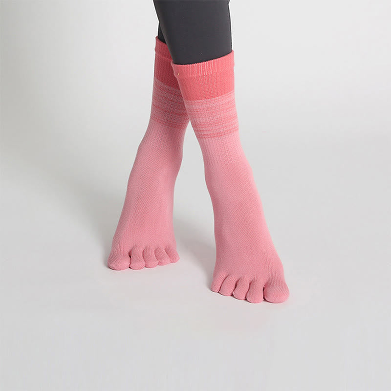 Calzini da yoga Olivenorma Gradient Five-Toe antiscivolo in cotone, traspiranti e ad asciugatura rapida, ideali per Pilates, Barre e fitness, da donna. - Rosa - 10 paia - image 3