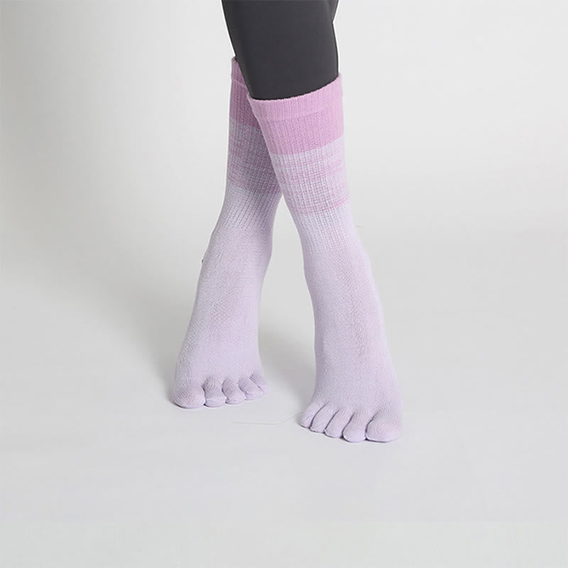 Calzini da yoga Olivenorma Gradient Five-Toe antiscivolo in cotone, traspiranti e ad asciugatura rapida, ideali per Pilates, Barre e fitness, da donna. - Viola - 10 paia - image 8