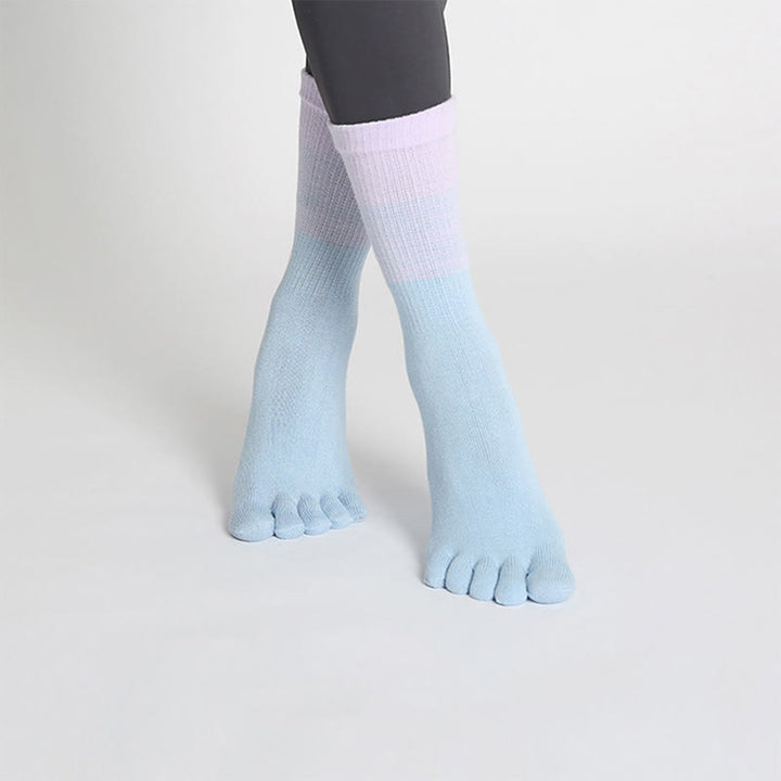 Calzini da yoga Olivenorma Gradient Five-Toe antiscivolo in cotone, traspiranti e ad asciugatura rapida, ideali per Pilates, Barre e fitness, da donna. - Blu - 10 paia - image 7