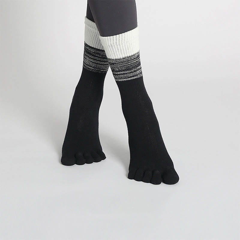 Calzini da yoga Olivenorma Gradient Five-Toe antiscivolo in cotone, traspiranti e ad asciugatura rapida, ideali per Pilates, Barre e fitness, da donna. - Nero - 10 paia - image 10