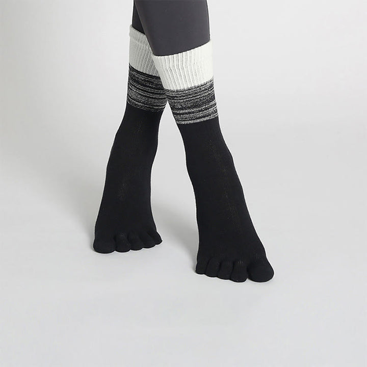 Calzini da yoga Olivenorma Gradient Five-Toe antiscivolo in cotone, traspiranti e ad asciugatura rapida, ideali per Pilates, Barre e fitness, da donna. - Nero - 10 paia - image 10
