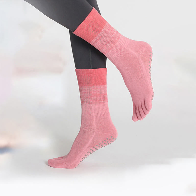 Calzini da yoga Olivenorma Gradient Five-Toe antiscivolo in cotone, traspiranti e ad asciugatura rapida, ideali per Pilates, Barre e fitness, da donna. - image 4