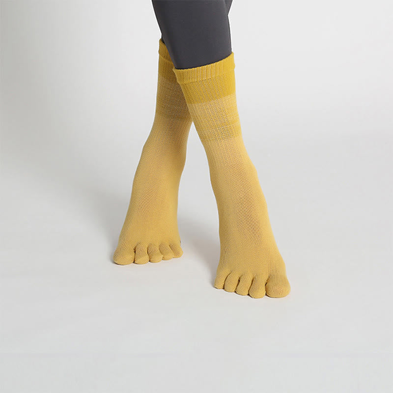 Calzini da yoga Olivenorma Gradient Five-Toe antiscivolo in cotone, traspiranti e ad asciugatura rapida, ideali per Pilates, Barre e fitness, da donna. - Beige - 10 paia - image 5