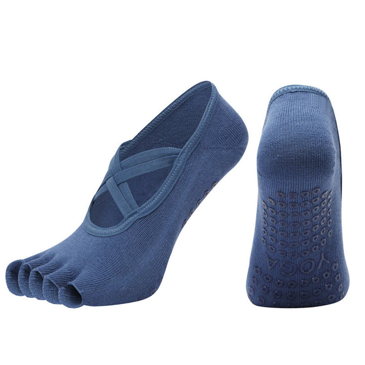 Calzini da yoga da donna Olivenorma con cinturino incrociato e cinque dita, antiscivolo in cotone, per Pilates, Barre e allenamento di stabilità. - image 30