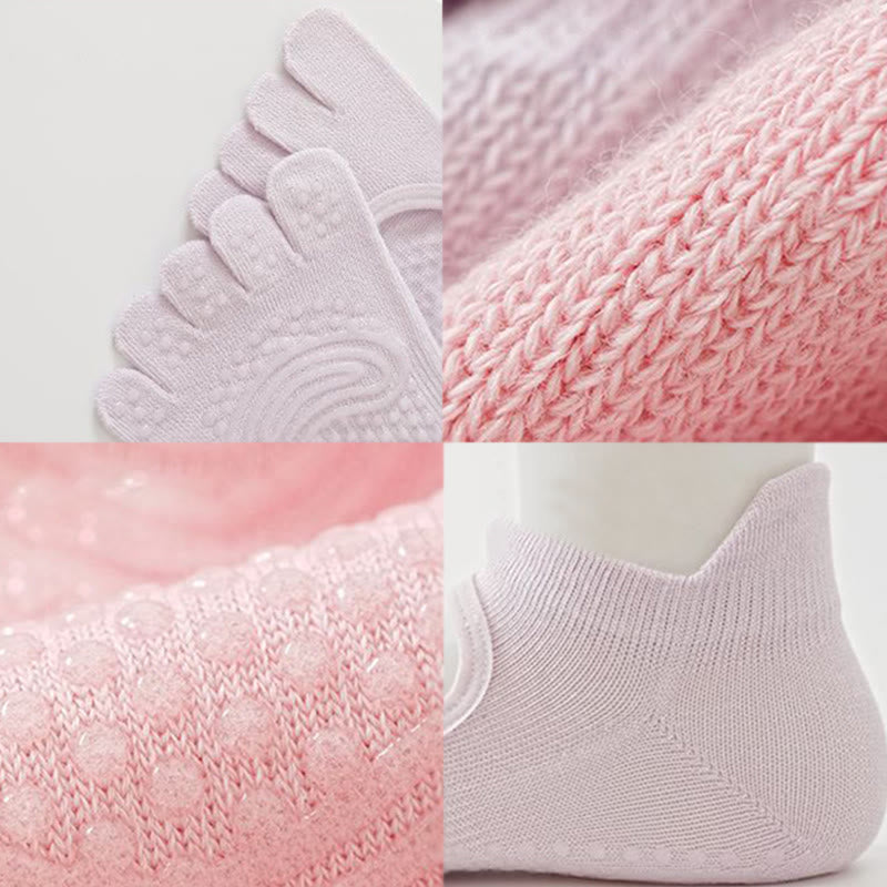 Calzini da yoga Olivenorma da donna, senza tallone, a cinque dita, antiscivolo, traspiranti e assorbenti, in cotone, per allenamento alla sbarra. - image 10