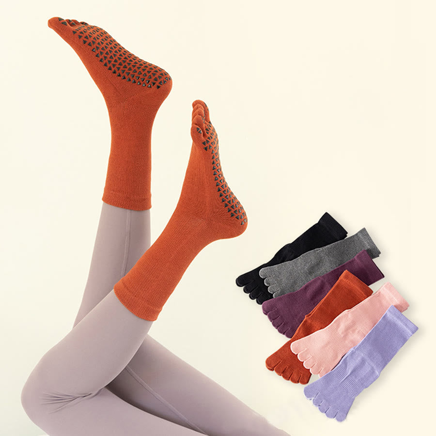 Calze da yoga da donna Olivenorma a cinque dita, traspiranti, antiscivolo, comode e con un'ottima presa, a metà polpaccio. - image 0
