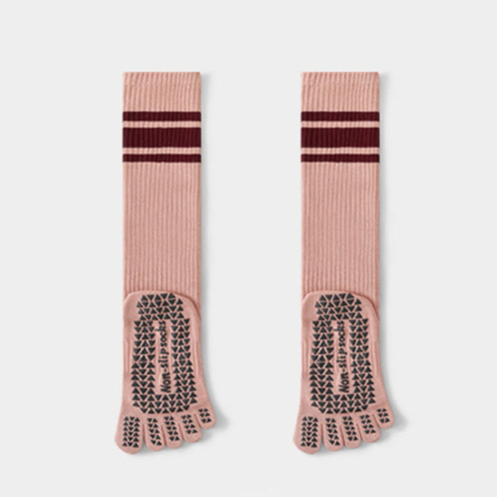 Calze da yoga Olivenorma a cinque dita in cotone antiscivolo, vestibilità slim, ideali per Pilates, Barre e altre attività all'aperto. - Rosa - 10 paia - image 5