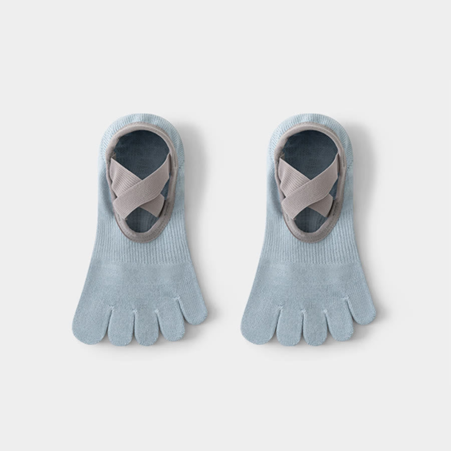 Calzini da yoga Olivenorma da donna, aperti sul collo del piede, con cinque dita, cinturino largo antiscivolo in cotone, ideali per danza e allenamento alla sbarra. - image 1