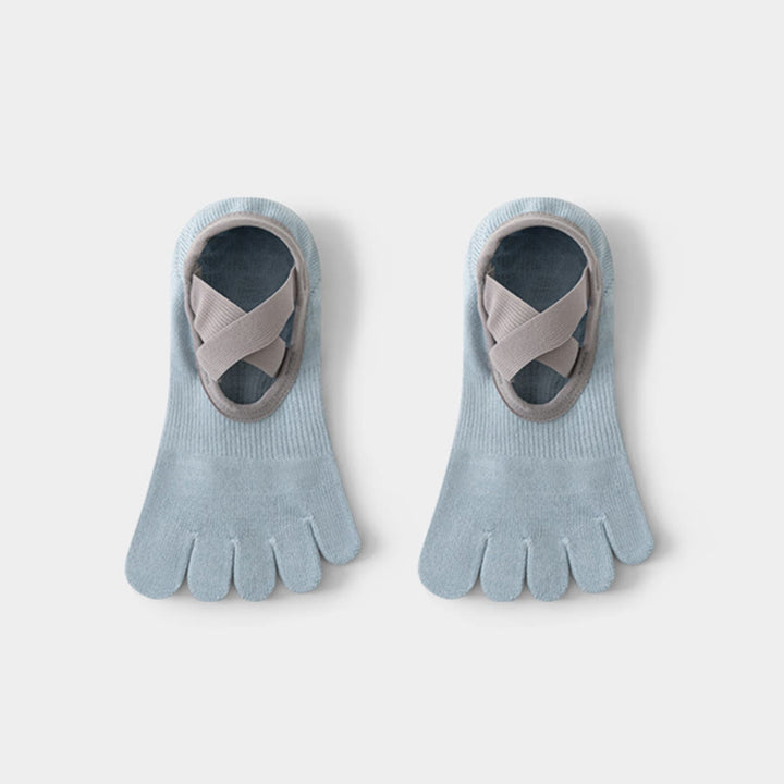 Calzini da yoga Olivenorma da donna, aperti sul collo del piede, con cinque dita, cinturino largo antiscivolo in cotone, ideali per danza e allenamento alla sbarra. - image 1