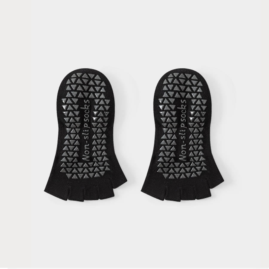 Calzini da yoga da donna Olivenorma con tallone aperto, cinque dita, cinturino avvolgente, antiscivolo, traspiranti, in cotone, ideali per l'allenamento. - Nero - 10 paia - image 7