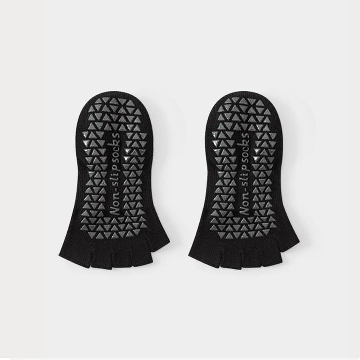 Calzini da yoga da donna Olivenorma con tallone aperto, cinque dita, cinturino avvolgente, antiscivolo, traspiranti, in cotone, ideali per l'allenamento. - Nero - 10 paia - image 7