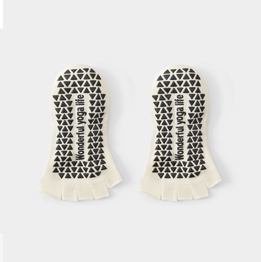 Calzini da yoga da donna Olivenorma con tallone aperto, cinque dita, cinturino avvolgente, antiscivolo, traspiranti, in cotone, ideali per l'allenamento. - Bianco - 10 paia - image 8