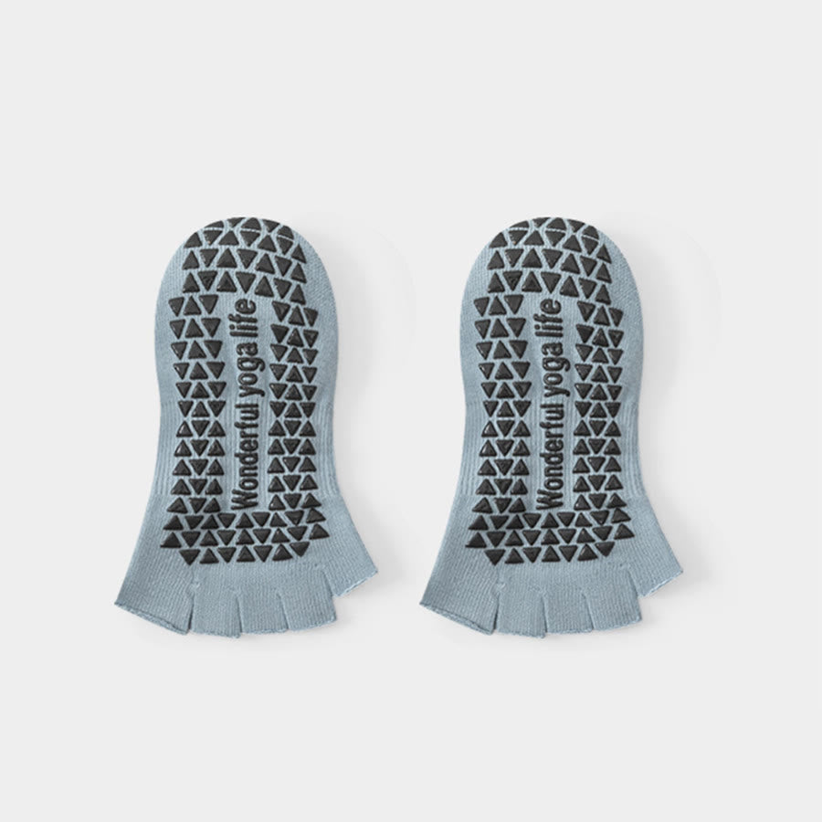 Calzini da yoga da donna Olivenorma con tallone aperto, cinque dita, cinturino avvolgente, antiscivolo, traspiranti, in cotone, ideali per l'allenamento. - Blu - 10 paia - image 3