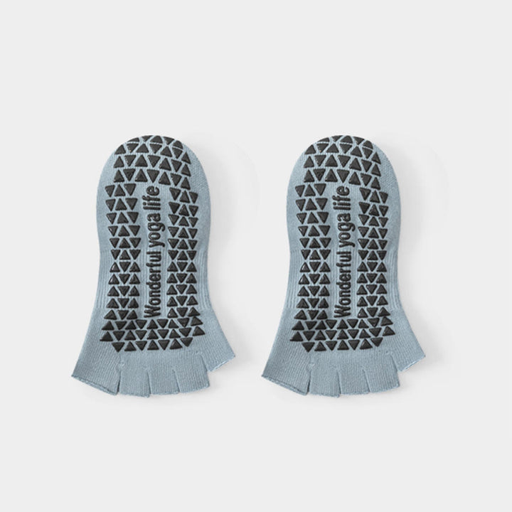 Calzini da yoga da donna Olivenorma con tallone aperto, cinque dita, cinturino avvolgente, antiscivolo, traspiranti, in cotone, ideali per l'allenamento. - Blu - 10 paia - image 3