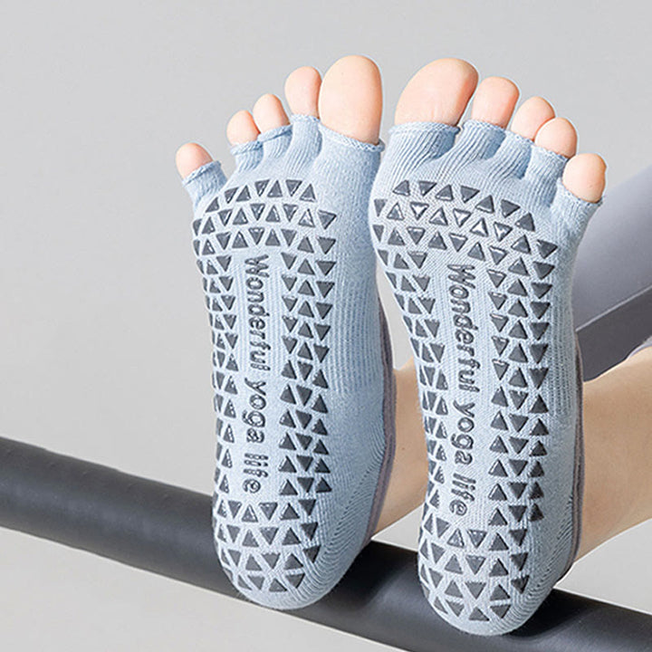 Calzini da yoga da donna Olivenorma con tallone aperto, cinque dita, cinturino avvolgente, antiscivolo, traspiranti, in cotone, ideali per l'allenamento. - image 4