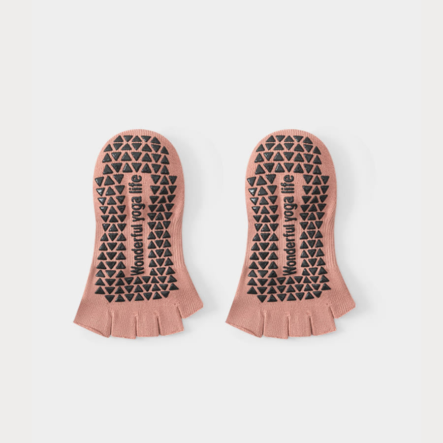 Calzini da yoga da donna Olivenorma con tallone aperto, cinque dita, cinturino avvolgente, antiscivolo, traspiranti, in cotone, ideali per l'allenamento. - Rosa - 10 paia - image 5