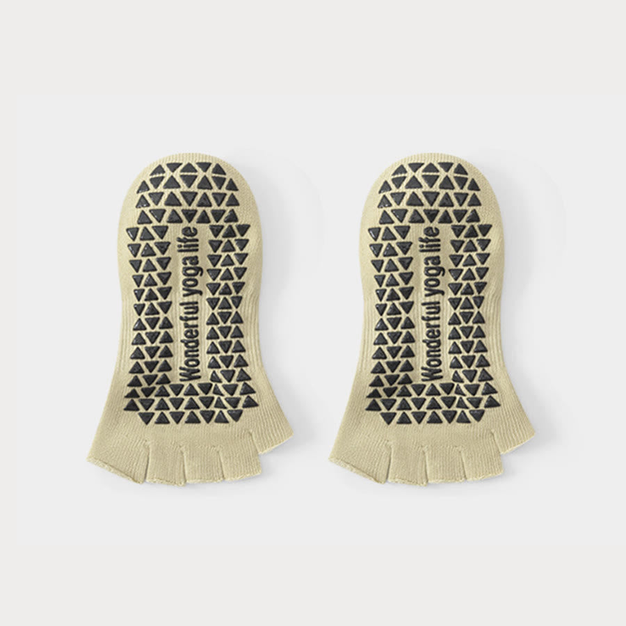 Calzini da yoga da donna Olivenorma con tallone aperto, cinque dita, cinturino avvolgente, antiscivolo, traspiranti, in cotone, ideali per l'allenamento. - image 1