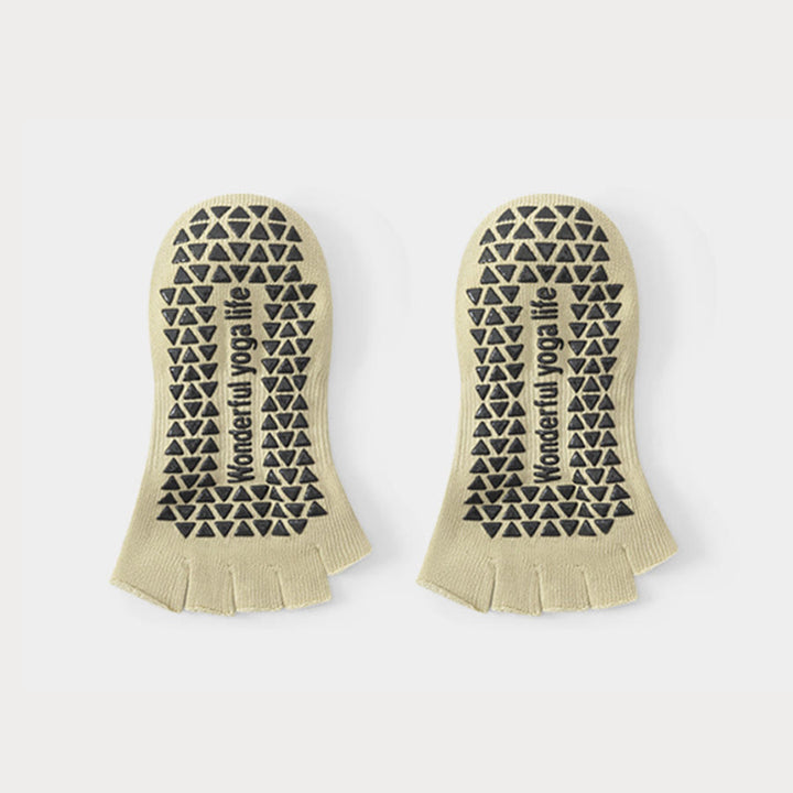 Calzini da yoga da donna Olivenorma con tallone aperto, cinque dita, cinturino avvolgente, antiscivolo, traspiranti, in cotone, ideali per l'allenamento. - image 1