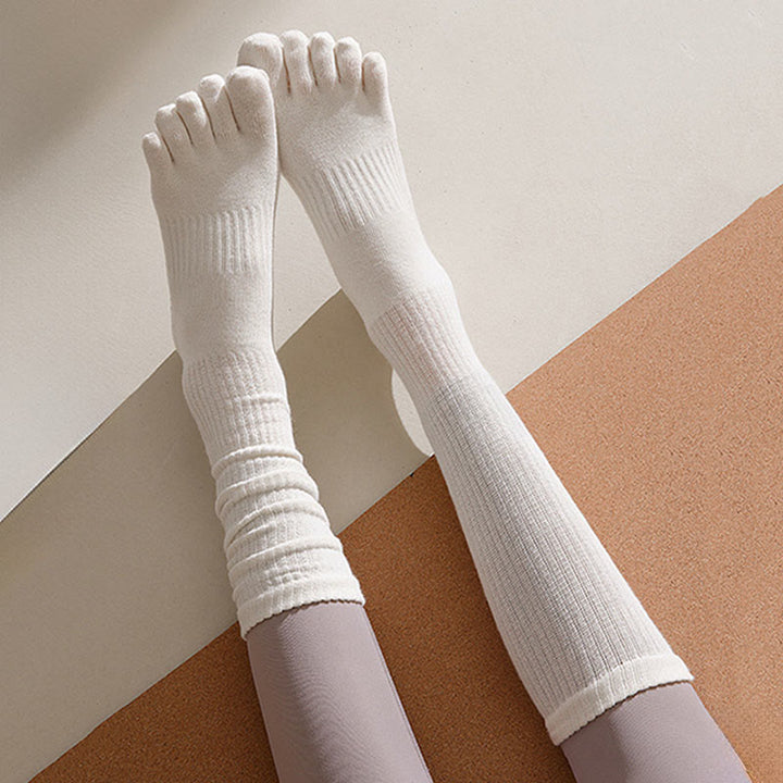 Calze da yoga da donna Olivenorma a cinque dita, traspiranti, antiscivolo, igieniche e confortevoli, lunghezza medio-calzino. - image 6