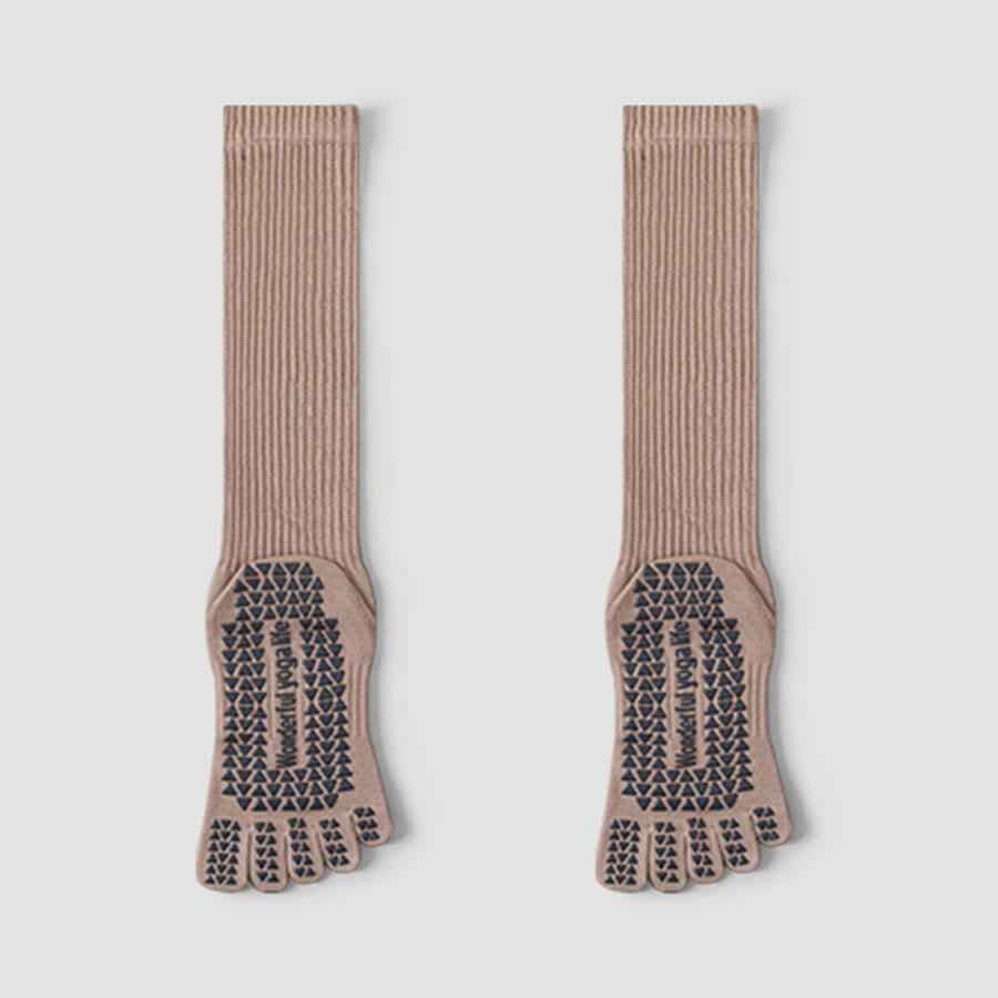 Calze da yoga da donna Olivenorma a cinque dita, traspiranti, antiscivolo, igieniche e confortevoli, lunghezza medio-calzino. - Cachi - 10 paia - image 7