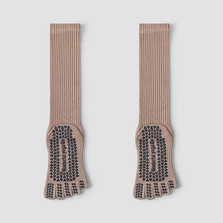 Calze da yoga da donna Olivenorma a cinque dita, traspiranti, antiscivolo, igieniche e confortevoli, lunghezza medio-calzino. - Cachi - 10 paia - image 7