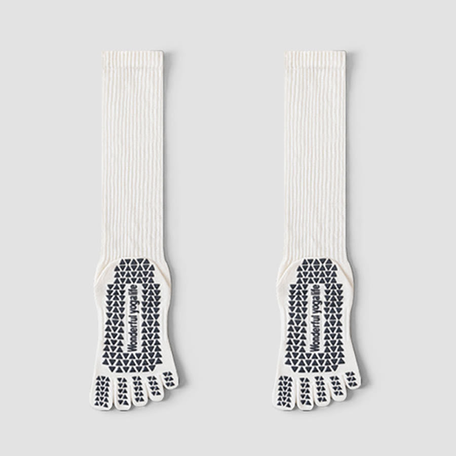 Calze da yoga da donna Olivenorma a cinque dita, traspiranti, antiscivolo, igieniche e confortevoli, lunghezza medio-calzino. - Bianco - 10 paia - image 4