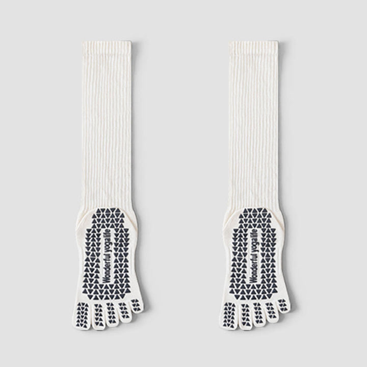 Calze da yoga da donna Olivenorma a cinque dita, traspiranti, antiscivolo, igieniche e confortevoli, lunghezza medio-calzino. - Bianco - 10 paia - image 4