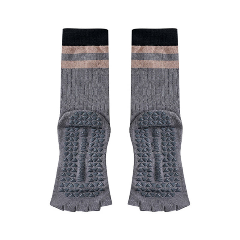 Calze da yoga da donna Olivenorma a metà polpaccio con cinque dita, bordo a contrasto, antiscivolo e traspiranti in cotone. - Grigio - 10 paia - image 12