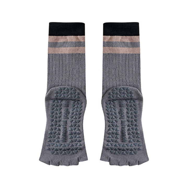 Calze da yoga da donna Olivenorma a metà polpaccio con cinque dita, bordo a contrasto, antiscivolo e traspiranti in cotone. - Grigio - 10 paia - image 12