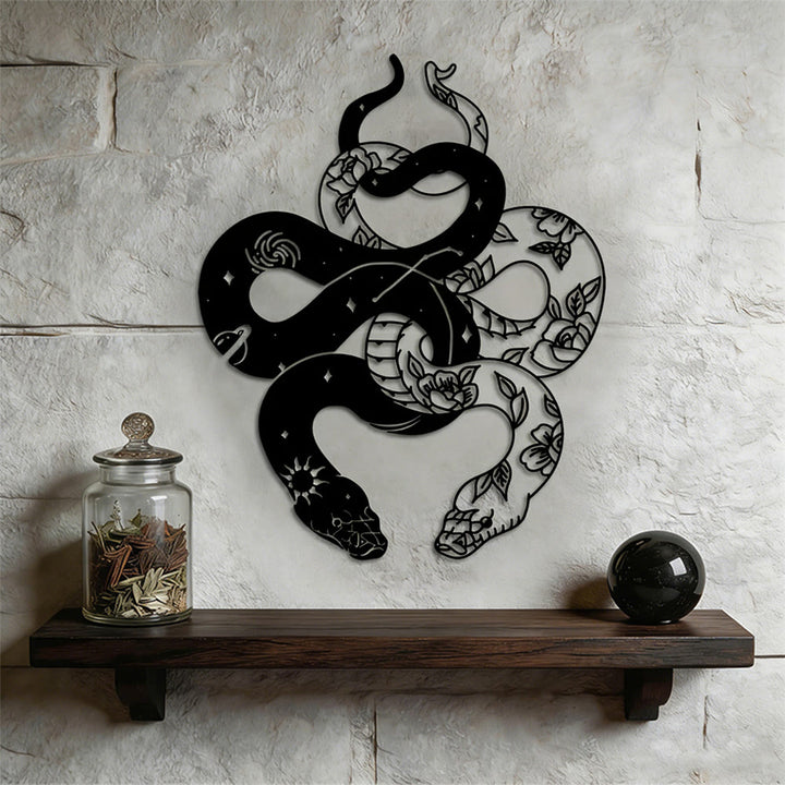 Decorazione da parete in metallo con motivo floreale a serpenti gemelli Olivenorma - Serpenti doppi - image 0