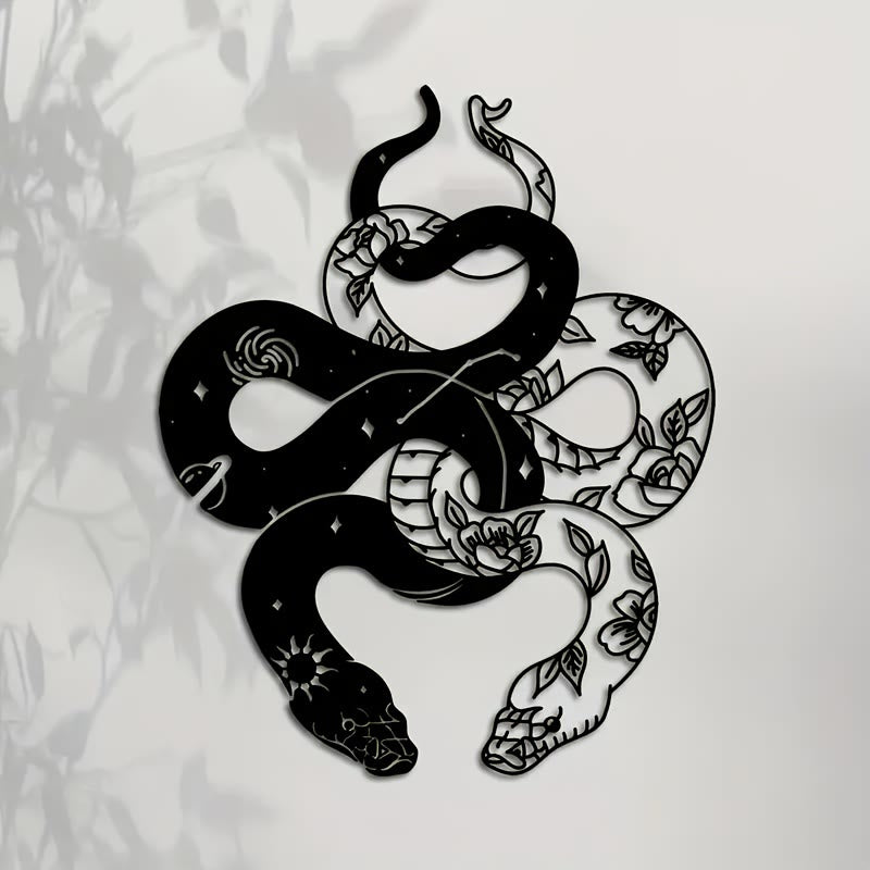 Decorazione da parete in metallo con motivo floreale a serpenti gemelli Olivenorma - image 1