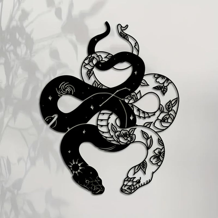 Decorazione da parete in metallo con motivo floreale a serpenti gemelli Olivenorma - image 1