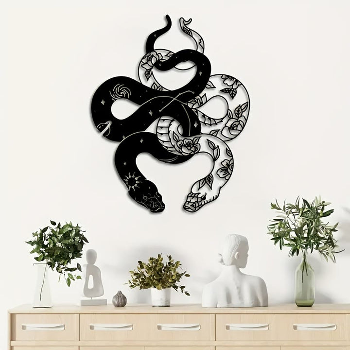 Decorazione da parete in metallo con motivo floreale a serpenti gemelli Olivenorma - image 2