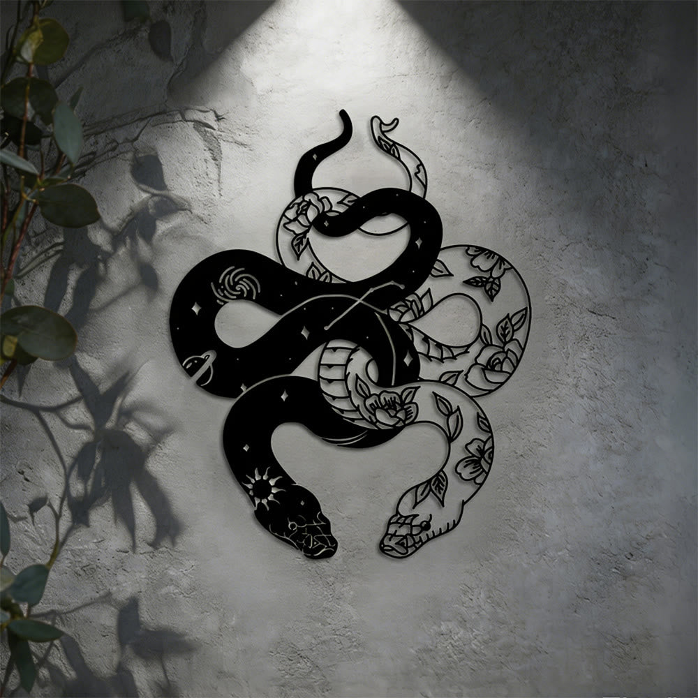 Decorazione da parete in metallo con motivo floreale a serpenti gemelli Olivenorma - image 3