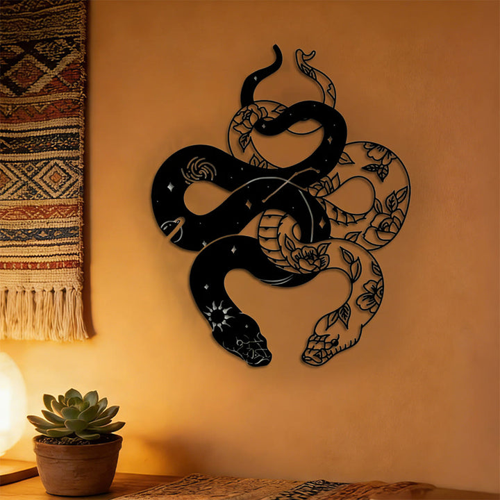 Decorazione da parete in metallo con motivo floreale a serpenti gemelli Olivenorma - image 4